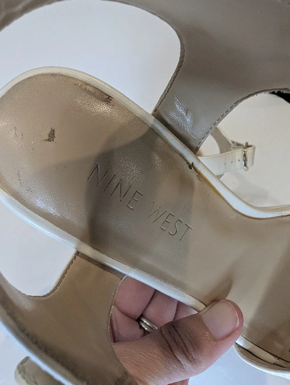 Nine West Off White Chunky Block Platform Heels Sandal Size 5.5